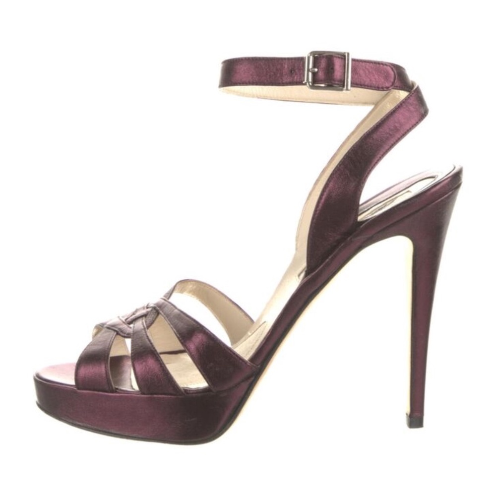 BRIAN ATWOOD Leather Sandals, Size 7 US, Metallic Purple, Pre-owned